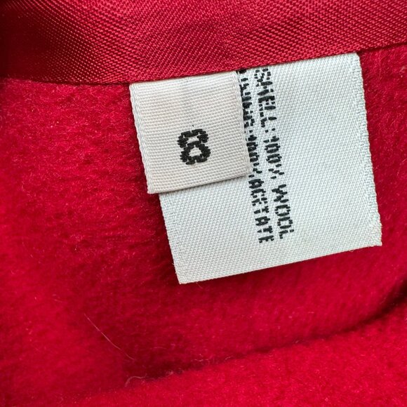 Forecaster Of Boston vintage pre 90's Womens Red Wool LongCoat Black Collar Sz 8 - Picture 10 of 12